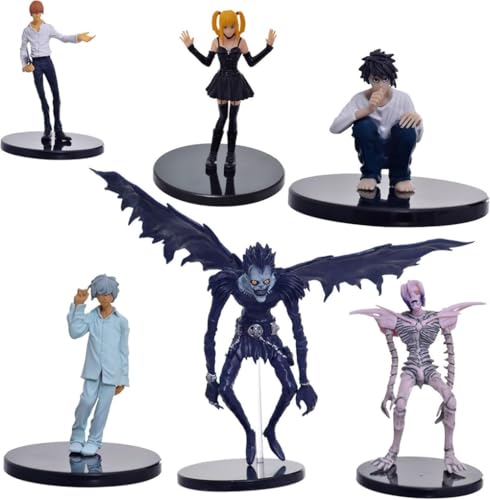 Eamily for Death Note Figuren-Set Death Note Light Yagami/Misa Amane/Ryuk/Rem Figur Death Note Statue Model Collection Dekoration (Typ 6-6pcs) von Eamily