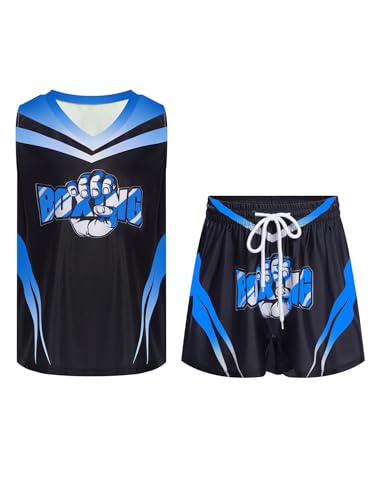 Eandarui Kinder Junge MMA Anzug Satin Kickboxer Oberteil Ärmellos Tank Top Mit Muay Thai Shorts Trainingshose BJJ Kampsport Trainingsanzug Hellblau B 134-140 Eandarui Kinder Junge MMA Anzug Satin Kickboxer Oberteil Ärmellos Tank Top Mit Muay Thai Shorts Trainingshose BJJ Kampsport Trainingsanzug Hellblau B 134-140 von Eandarui