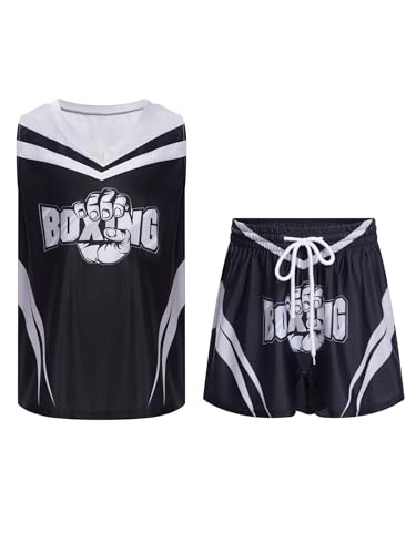 Eandarui Kinder Junge MMA Anzug Satin Kickboxer Oberteil Ärmellos Tank Top Mit Muay Thai Shorts Trainingshose BJJ Kampsport Trainingsanzug Schwarz B 146-152 Eandarui Kinder Junge MMA Anzug Satin Kickboxer Oberteil Ärmellos Tank Top Mit Muay Thai Shorts Trainingshose BJJ Kampsport Trainingsanzug Schwarz B 146-152 von Eandarui