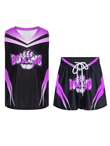 Eandarui Kinder Junge MMA Anzug Satin Kickboxer Oberteil Ärmellos Tank Top Mit Muay Thai Shorts Trainingshose BJJ Kampsport Trainingsanzug Violett B 146-152 Eandarui Kinder Junge MMA Anzug Satin Kickboxer Oberteil Ärmellos Tank Top Mit Muay Thai Shorts Trainingshose BJJ Kampsport Trainingsanzug Violett B 146-152 von Eandarui