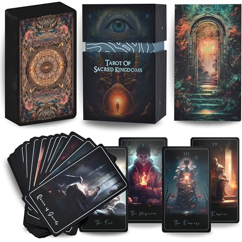 Earth Moon Magick The Tarot of Sacred Kingdoms Tarotkarten - 78 Karten Tarot-Deck mit Ratgeber - Orakelkarten für spirituelle und Schattenarbeit, perfekt für Anfänger - Recyceltes und hochwertiges von Earth Moon Magick