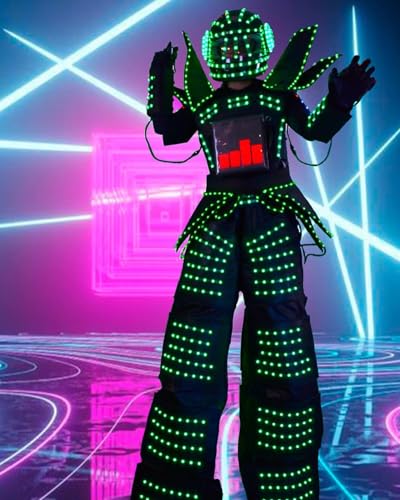 Earthradius Pixels RGB-leuchtender LED-Roboter-Anzug, Kostüm, Kleidung, Stelzen, Lauflernhilfe, LED-Lichter, Vollfarbig, Smart Dance Kostüme (Größe XXXL) von Earthradius