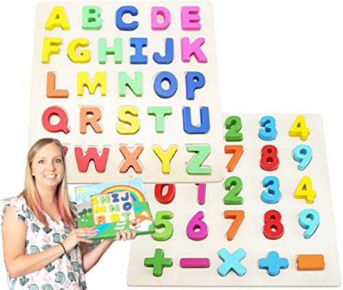 EasY FoxY ToY Alphabet-ABC-Holzpuzzle 2Pack Zahlen 0-9 & Buchstaben Kinder Holzspielzeug ab 3 Jahren; von EasY FoxY ToY