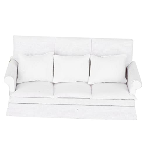 Mini Puppenhaus Sofa 1/12 Maßstab Puppenhaus Sessel Möbel Sofa Couch Puppenhaus Fancy Couch Puppenhaus Sofa Modell mit 3 abnehmbaren Kissen Fit für Barbie Puppenhaus Mädchen Geburtstagsgeschenk von Easnea