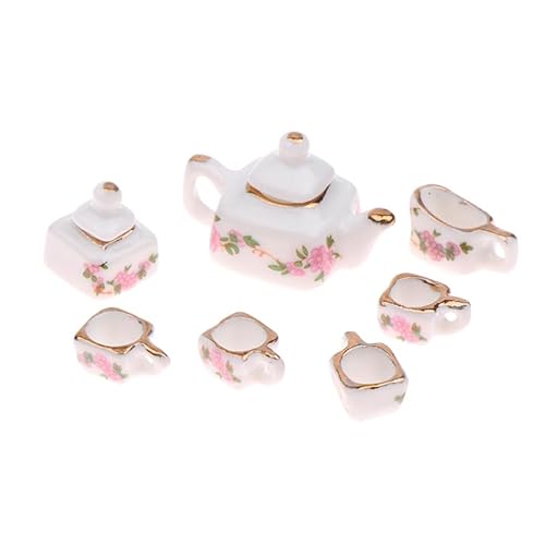1Set 1:12 Dollhouse Mini Keramik Tee Set Tasse Wasserkocher Miniatur Kungfu Teespielzeug von Eastocos