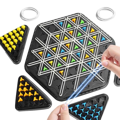 Triggle Spiel mit Gummibänder | Geometrisches Schachspiel | Triggle Borad Spiel | Kettendreieck Schachspiel | Triggle Brain Schachspiel Games | Triggle Gummiband Spiel für Kinder Erwachsene von Eastuy