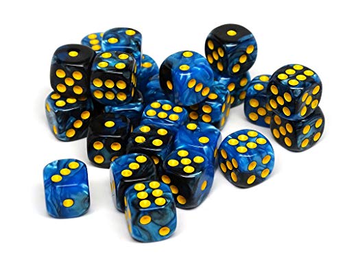 25 Stück D6 Würfel 12 mm - Passende 6-seitige Würfel-Kollektion mit Noppen (blau und schwarz) von Easy Roller Dice Co.