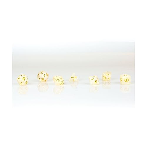 7 Piece Dice Set Ivory Opaque Polyhedral | PRISTINE Edition | FREE Carrying Bag | Hand Checked Quality With | Money Back Guarantee by Easy Roller Dice Co von Easy Roller Dice Co.