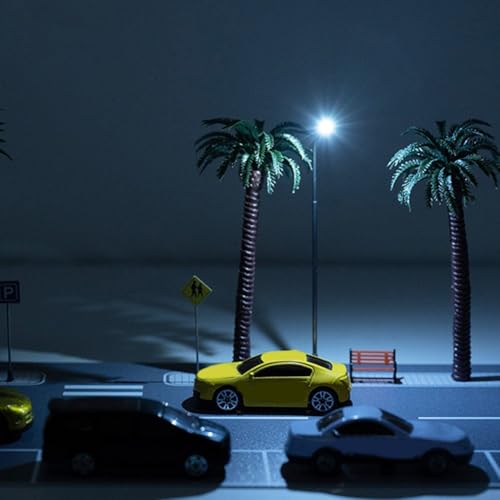 Diorama Parkplatz-Modell – 1/64 Auto-Parkplatz-Modell, LED-Beleuchtung, Stadtstraßen-Anzeige, Modell für Vitrinenfahrzeuge (weißes Licht) von EasyByMall