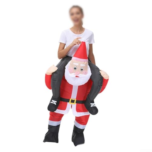 EasyByMall Leichtes, aufblasbares Kostüm mit lustigem Weihnachtsmann und Schneemann-Design (120–140 cm) von EasyByMall