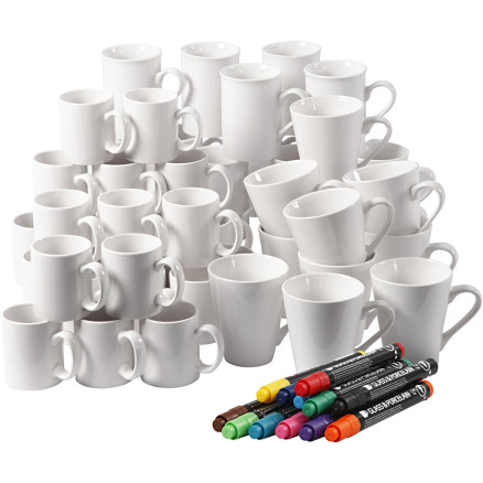 Gruppen-Kreativset Porzellanbecher, H 7-10 cm, Weiß, 1 Set Gruppen-Kreativset Porzellanbecher, H 7-10 cm, Weiß, 1 Set von EasyKit