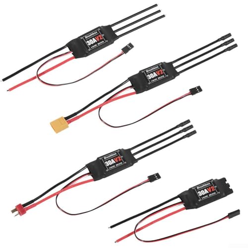 Eawfgtuw 2-4S Brushless 30A ESC mit 5V2A UBEC für RC Quadcopter, Einstellbare Gasannahme, LiPo Zellerkennung, Aktiver Freilauf, Bremsfunktionalität (D) von Eawfgtuw