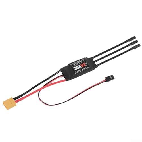 Eawfgtuw Brushless 30A ESC mit 5V2A UBEC für RC Quadcopter - 2-4S LiPo kompatibel, einstellbare Gasannahme, aktiver Freilauf, Bremsfunktion, Spannungsabschaltungsoptionen (D) von Eawfgtuw