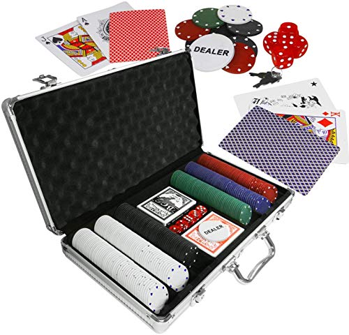 Eaxus® Edles Pokerset im Alukoffer - Pokerkoffer Royal Flush 300 Chips, inkl. Kartendecks von Eaxus