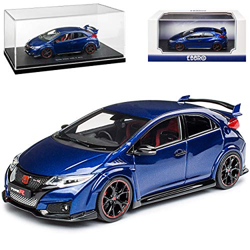 Ebbro Hon-da Civic Type-R 5 Türer Blau UK Rechtslenker 9. Generation 2011-2017 1/43 Modell Auto von Ebbro