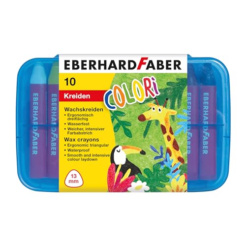 Eberhard Faber 524011 - Wachsmalkreide Colori, 10 wasserfeste Wachsmalstifte im Kunststoffetui von Eberhard Faber