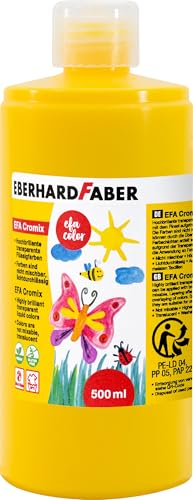 EBERHARD FABER 574907 - Transparentmalfarbe EFA Cromix gelb, 500 ml, nicht mischbare Bastelfarbe für Kinder von Eberhard Faber