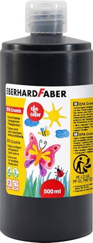 EBERHARD FABER 574999 - Transparentmalfarbe EFA Cromix schwarz, 500 ml, nicht mischbare Bastelfarbe für Kinder von Eberhard Faber