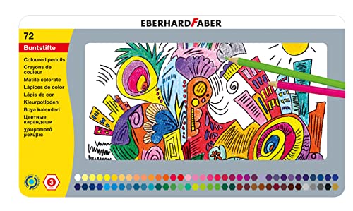 Eberhard Faber 514872 - Buntstifte Set in Metalletui, 72 Farbstifte in hexagonaler Form, bruchsicher von Eberhard Faber