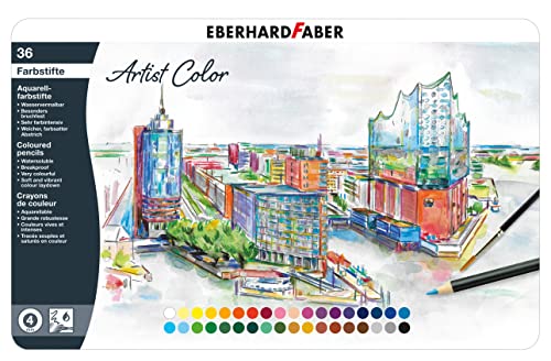 Eberhard Faber 516036 - Aquarellstifte Artist Color, 36 bunte Aquarellfarben im Metalletui von Eberhard Faber