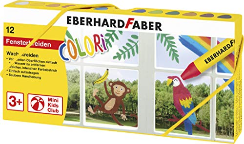 Eberhard Faber 524112 - Mini Kids Club, Wachsmalkreide für Fenster, 12 Stück im Kartonetui von Eberhard Faber