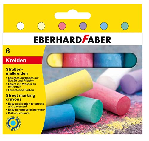 Eberhard Faber 526506 - Straßenmalkreide rund, 6er Kartonetui, Normal, 6er Packung von Eberhard Faber