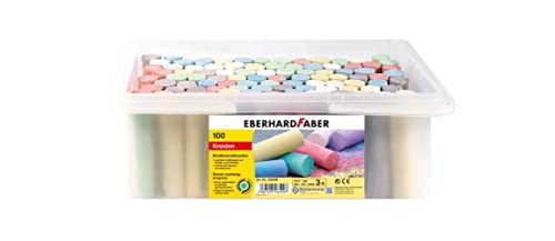 Eberhard Faber 526599 - Straßenkreide 100er Eimer, 8 leuchtenden Farben Straßenmalkreide von Eberhard Faber