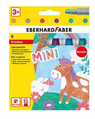 Eberhard Faber 529106 - Gelmalstifte Metallic mit weicher Mine und Schiebehülse, 6 Gelstifte im Kartonetui von Eberhard Faber