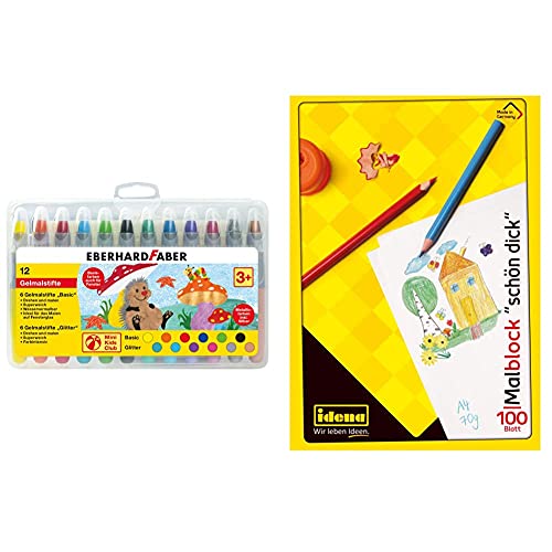 Eberhard Faber 529112 - Gelmalstifte Basic und Metallic in 12 leuchtenden Farben, mit weicher Mine und Schiebehülse, im Kunststoffetui, + Idena Malblock , A4, 100 Blatt, 70g/m², Schön Dick Eberhard Faber 529112 - Gelmalstifte Basic und Metallic in 12 leuchtenden Farben, mit weicher Mine und Schiebehülse, im Kunststoffetui, + Idena Malblock , A4, 100 Blatt, 70g/m², Schön Dick von Eberhard Faber