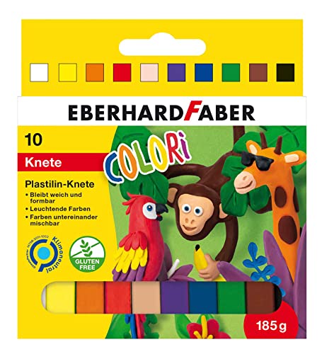 Eberhard Faber 572011 - Colori Plastilin-Knete in 10 leuchtenden Farben, weich und formbar, im Kartonetui, für kreativen Bastel- und Knetspaß von Eberhard Faber