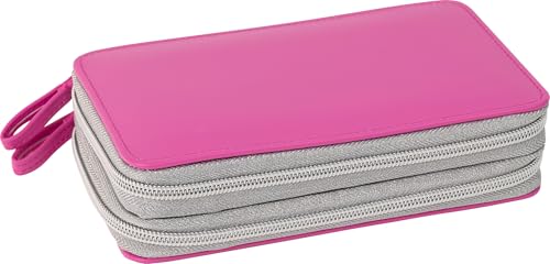 EBERHARD FABER 577429 - Doppeldecker Leder in pink mit 24 Teilen gefüllt, Federmäppchen für Mädchen von Eberhard Faber