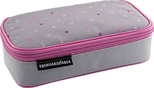 Eberhard Faber 577586 - Jumbo Schlampermäppchen, grau mit rosa Punkten, Federmäppchen mit Reißverschluss, großem Hauptfach und Innentasche von Eberhard Faber