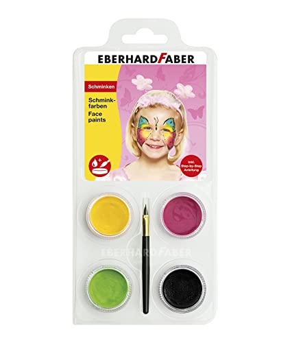 Eberhard Faber 579022 - Kinderschminke Set Schmetterling, 4 Schminkfarben mit Pinsel und Anleitung von Eberhard Faber