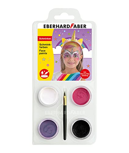 Eberhard Faber 579023 - Kinderschminke Set Einhorn, 4 Schminkfarben mit Pinsel und Anleitung von Eberhard Faber