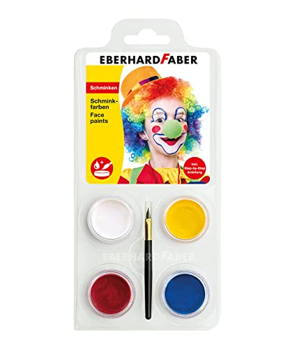 Eberhard Faber 579024 - Kinderschminke Set Clown, 4 Schminkfarben mit Pinsel und Anleitung von Eberhard Faber