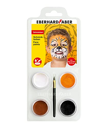 Eberhard Faber 579025 - Kinderschminke Set Tiger, 4 Schminkfarben mit Pinsel und Anleitung von Eberhard Faber