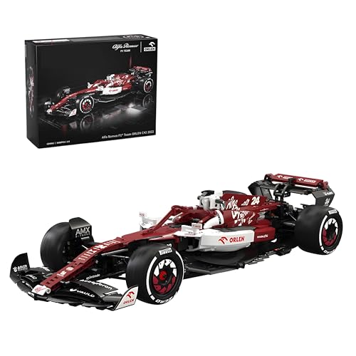 Ebortsin Technik Alfa Romeo F1 Rennwagen Modellbausatz, MOC Rennwagen Klemmbausteine, 1:8 F1 Sportwagen Bausatz für Erwachsene Sammler Set, 1868 Teile von Ebortsin