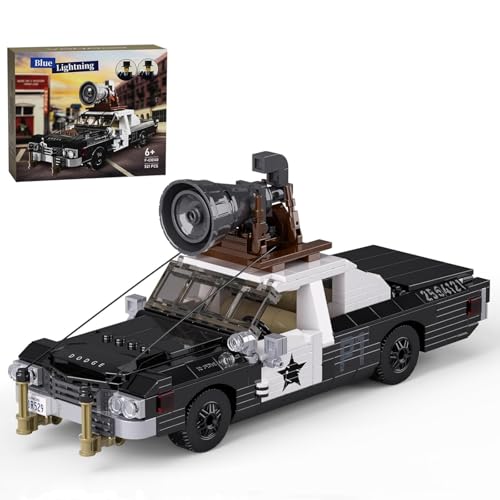 Ebortsin Blues Polizeiauto Bausteine mit Jake und Elwood Minifiguren, Blues Brothers Monaco Polizeiauto Klemmbausteine Bausatz, Geschenke für Fans der Bluesmusik, Kompatibel mit L***, 521 Teile von Ebortsin