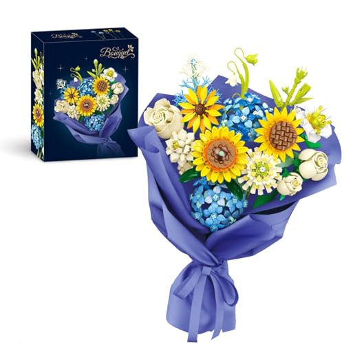 Ebortsin Blume Bausteine für Erwachsene, 1162 Teile Botanical Kollektion Bauspielzeug, Blumenstrauß Bausteine Set Spielzeug Home Deko, Ohne Geschenk Papier und Vase von Ebortsin