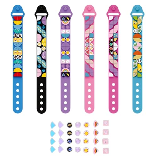 Ebortsin Dots Armbänder 6 Stück Kinder Bausteine Armbänder, Kreatives DIY Bausteine Armbänder für Jungen und Mädchen, Freundschafts Armbänder Geschenke Spielzeug Set von Ebortsin