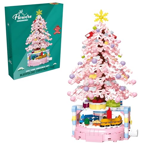 Ebortsin Drehbarer Weihnachtsbaum Klemmbausteine, Adventskalender 2024 Weihnachtsbaum Countdown Bausteine, Santa Geschenk für Erwachsene und Kinder, 515 Teile von Ebortsin