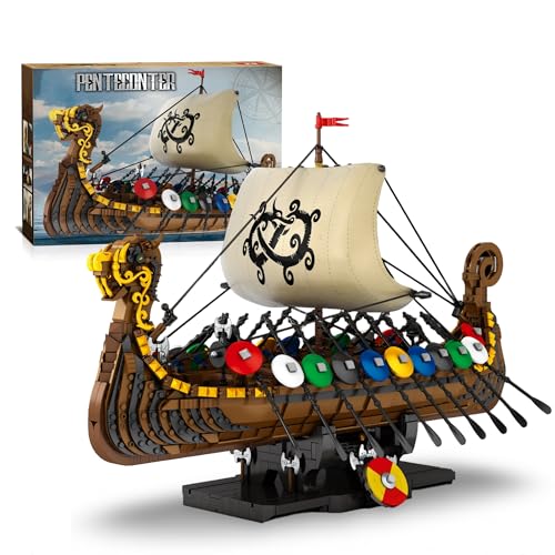 Ebortsin Piratenschiff Bausteinset, Wikingerschiff Bausteine Spielzeug Mittelalterliche Segelschiff Modellbausatz Bausteine Set, Geschenk für Abenteuerlustige Jungen und Freunde, 2547 Teile von Ebortsin