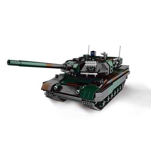 Ebortsin Technik Panzer Bausteine Modell, WW2 Panzer Klemmbausteine Militär Panzer Spielzeug, 1346 Teile Leopard 2A6 Panzer Bausteine Modellbausatz, Geschenk für Erwachsene und Kinder von Ebortsin