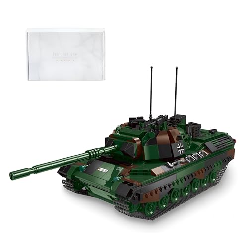 Ebortsin Technik Panzer Bausteine Set, WW2 Panzer Klemmbausteine Militär Panzer Spielzeug, 1145 Teile Bausteine Leopard 1 Panzer Modellbausatz, Geschenk für Erwachsene und Kinder von Ebortsin