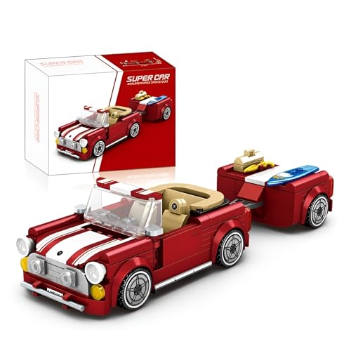 Technik Sportwagen Bausteine für Cooper Retro Oldtimer, 351 Teile Speed Champions Rennwagen Bausteine Spielzeug, Geschenk für Erwachsene und Kinder, Kompatibel mit L*** von Ebortsin