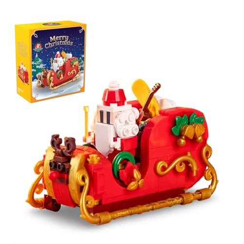 Weihnachten Schlitten Bausteine Konstruktionsspielzeug, 239 Teile Weihnachts Adventskalender 2024 Weihnachts Baustein Set, Nette Home Decors, Geschenk für Erwachsene und Kinder von Ebortsin