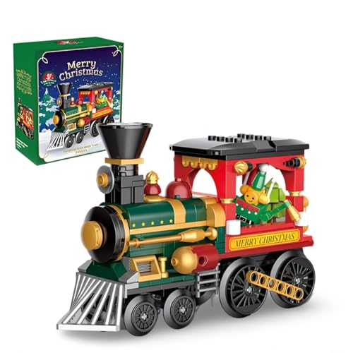 Weihnachten Zug Bausteine Konstruktionsspielzeug, 267 Teile Weihnachts Adventskalender 2024 Weihnachts Baustein Set, Nette Home Decors, Geschenk für Erwachsene und Kinder von Ebortsin