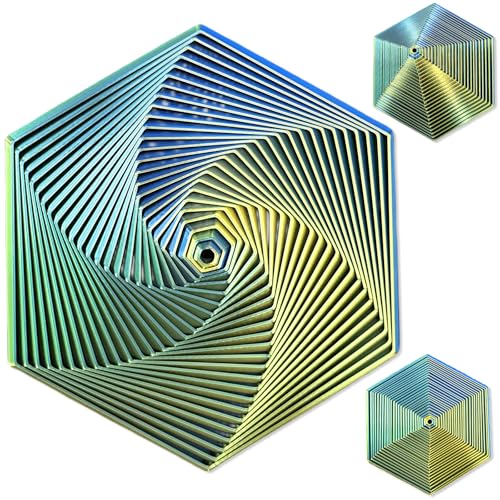 Echehi Gradient Fractal Fidget Hexagons für Kinder und Erwachsene, 3D Spiral Design zur Linderung von Angstzuständen, Antistress Spielzeug. Farbverlauf Grün von Echehi