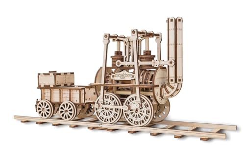 EWA Eco-Wood-Art Locomotion EWA EcoWoodArt 3D Holzpuzzle für Jugendliche und Erwachsene-Mechanische 1 Modell-DIY-Bausatz für Lokomotive, Eisenbahn, Selbstmontage, kein Klebstoff erforderlich von EWA Eco-Wood-Art