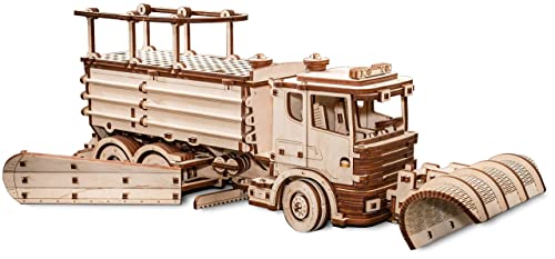 EWA Eco-Wood-Art SNOWTRUCK EWA EcoWoodArt 3D Holzpuzzle für Jugendliche und Erwachsene-Mechanisches Schneepflug-LKW-Modell-DIY-Bausatz, Selbstmontage, kein Kleber erforderlich von EWA Eco-Wood-Art